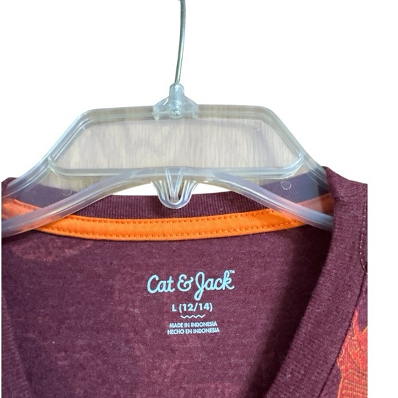 Cat & Jack Red and Orange Long Sleeve Dinosaur Tee, Large (12/14) - Picture 2 of 3